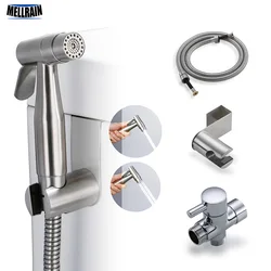 Double function switch toilet bidet faucet bathroom hand bidet sprayer set kit pressurize flush spray gun tank hook & wall mount