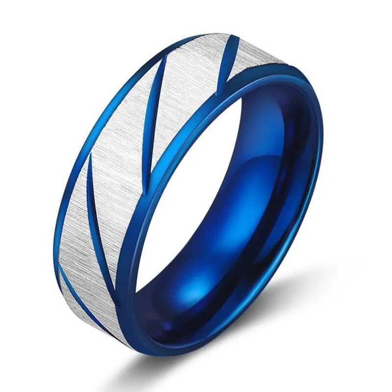 Wholesale Jewelry -- Titanium steel 18 k / Black / Blue Rings for Men Fashion No Change Color