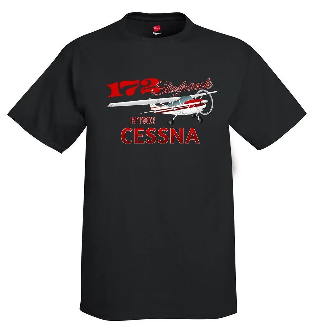 New 2019 Fashion T Shirt Men Tops Hipster Tees Cessna 172 Skyhawk (Red #5) Airplane T-Shirt - Personalized W/ Your Tee Shirts