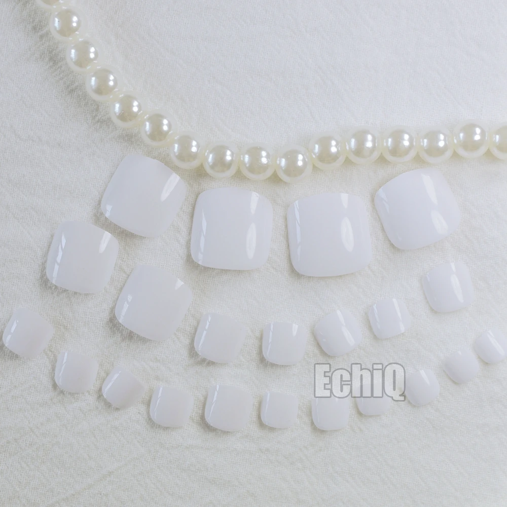 Pure White Valse Teennagel Diy Voet Nep Nagels Art Gereedschap Accessoires Manicure 24 Stuks Salon Decor Nail Stickers Tips