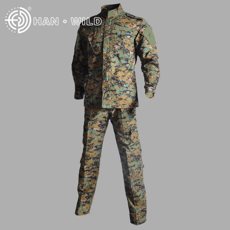 Outdoor Uniform Jacket + Pants Airsoft Paintball Ghillie Suit Combat Camouflage Digital Woodland Hunting Clothes