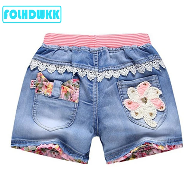 2019 Summer Kids Short Denim Shorts For Girls Fashion Girl Short Princess Jeans Children Pants Girls Shorts Flower Girls Clothes Kids Shorts AliExpress