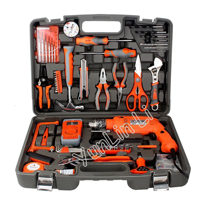 

Electric Drill Tool Set Multifunctional Household Manual Combination Hardware Tool Box Maintenance Electrician Set