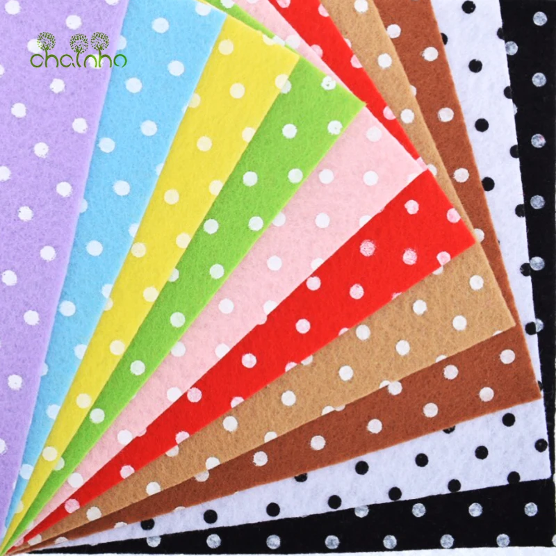 Printed Felt Non Woven Fabric 1mm Thickness Polyester Cloth For Sewing Dolls Crafts Home Decoration Pattern Bundle 10pcs15x15cm