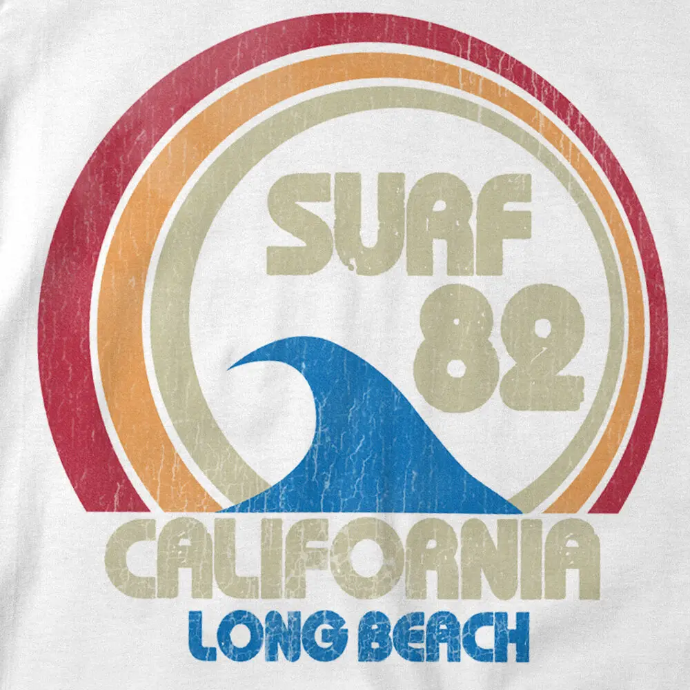 Retro 1980'S Surfing T-Shirt, Surf Venice Beach 82, Surfing 81. Vintage Surf Tee Homme 2019 New Casual Short-Sleeved Men Tees