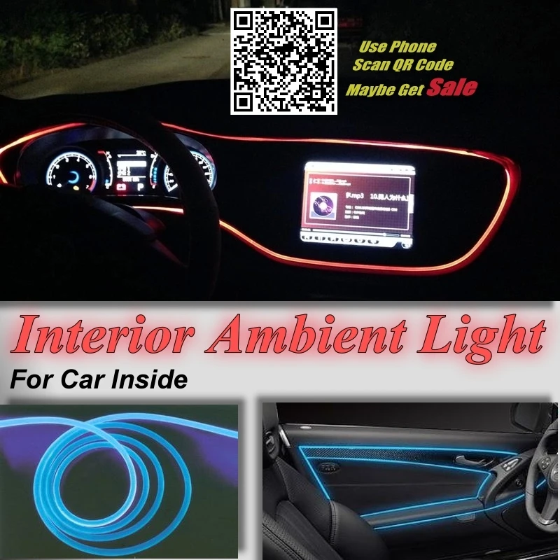 For OPEL Karl 2014~2015 Car Interior Ambient Light Panel illumination For Car Inside Tuning Cool Strip Light Optic Fiber Band