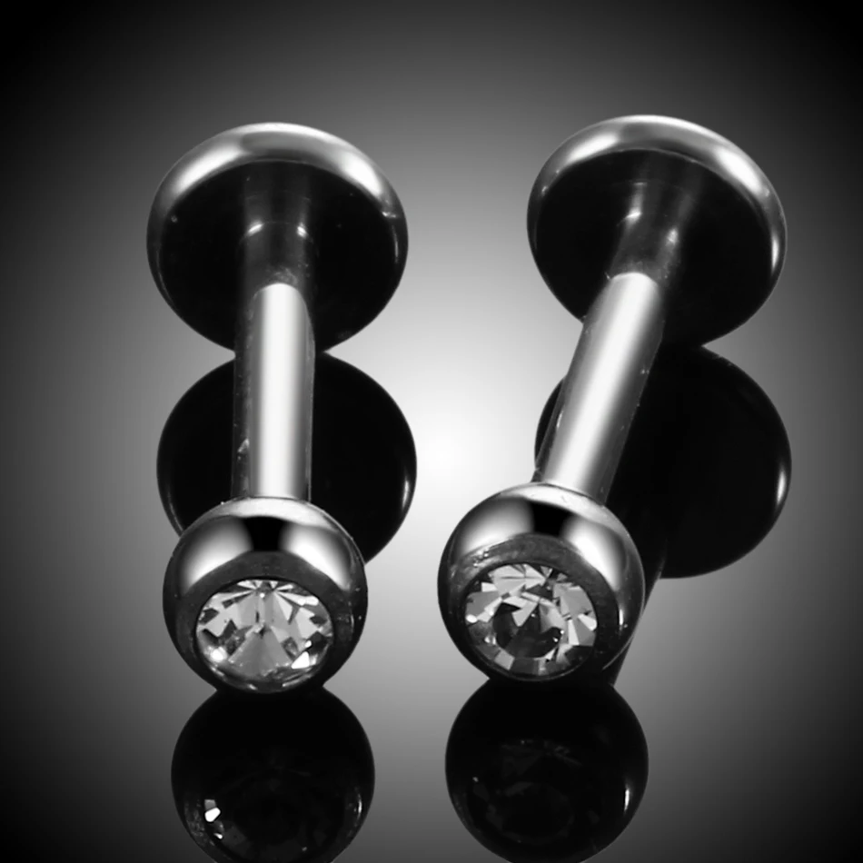 1PC 16G G23 Titanium Inner Thread Labret Stud Lip Monore Rings Gem Earrings Stud Ear Cartilage Tragus Barbell Piercing Jewelry