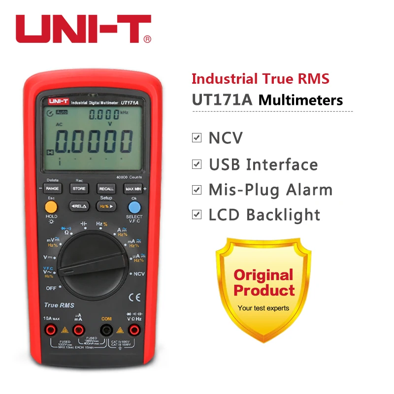 Imagem -02 - Uni-t-industrial Multímetro Digital Ut171a Ut171b Ut171c True Rms ac dc Voltímetro Amperímetro Ohmmeter Capacitância Frequency Tester