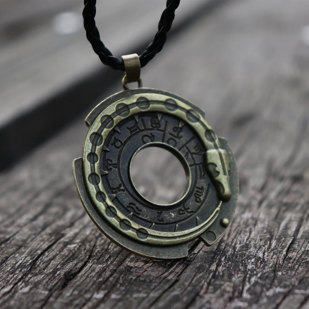 Oldest Mythology Symbol Ouroboros Infinity Snake Bronze Pendant Necklace Rune Norse Amulet Jewelry