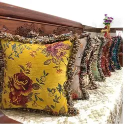 thicken chenille cushion cover jacquard pillowcase Bedside flower pattern pillow covers
