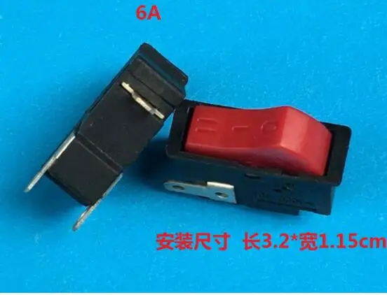 

3 gears red Rocker switch hair dryer use switch 6A 250V installation size 3.2X1.15CM