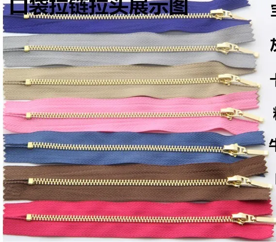 

10pcs/lot3# 5# 10/13/15/20cm brass close end metal zipper for trousers fly auto lock garment accessories diy accessories1458