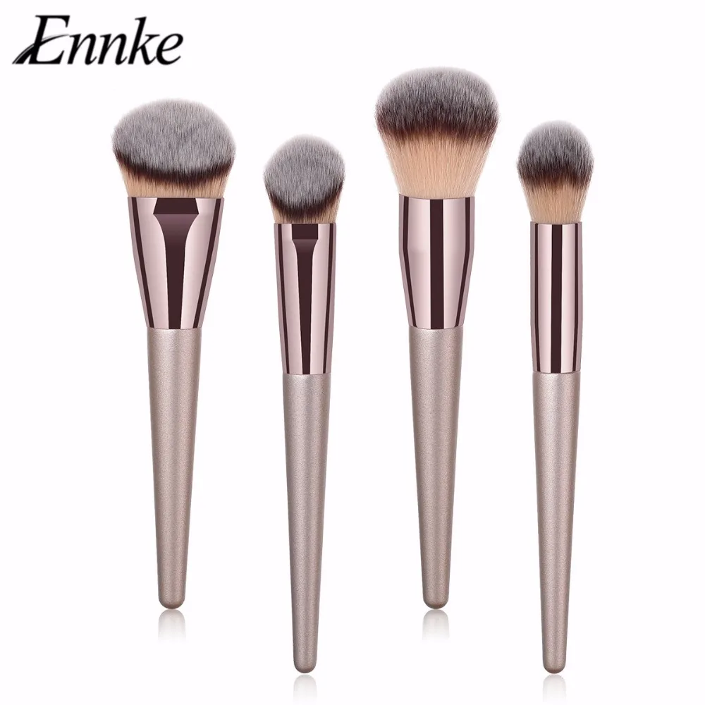 

ENNKE 4pcs Face Foundation Contour Blush Makeup Brushes Eyeshow Brush Champagne Gold Wood Handle Beauty Cosmetic Tools maquiagem