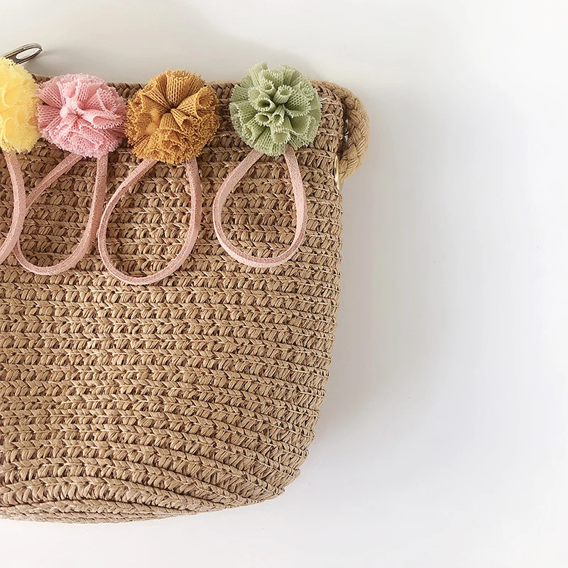 High Quality Handmade Children Shoulder Bag Exquisite Flower Straw Bag Messenger Bag Kids Keys Coin Purse Cute Princess Handbags