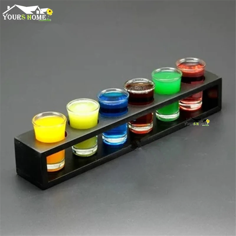 

Lead Free Glass 6 PCS Bullets Cup Shot Thick Bottom Swallow A Cup Suit Bar Drinking Utensils Suit With Wine Glasse Frame Barware