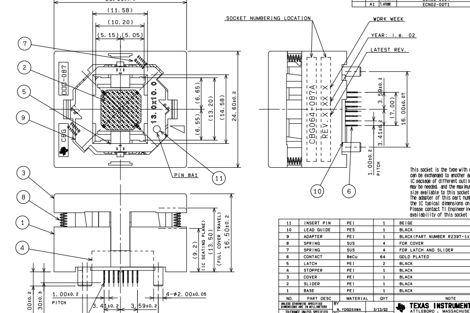 Imagem -02 - Assento de Envelhecimento do Bloco do Banco do Teste do Soquete 1.0 mm do Teste do Assento do Teste de Opentop Bga64 ic 10 mm 13 mm para Sti7105-buc M28w320fst e Assim por Diante