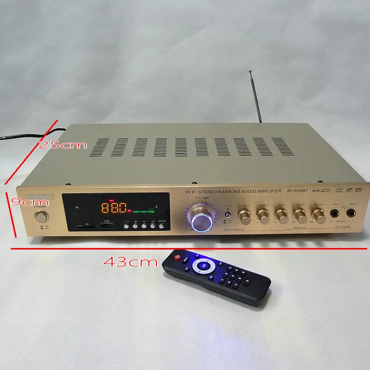 AV-608BT Home 5 channel HiFi home theater karaoke AV Amplifier High Power Radio Bluetooth power amplifier