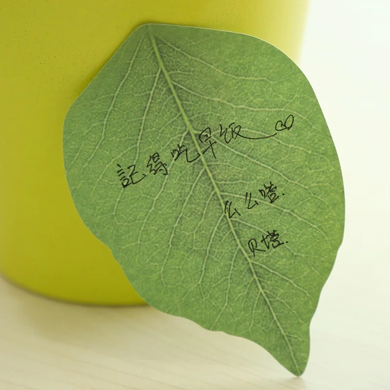 Korean Stationery Cute Green Leaf Shape Memo Pad Sticky Notes Diy Kawaii Refreshing Style Paper Sticker Pads