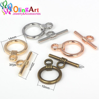 OlingArt 14*20MM Toggle Clasps Round Antique Bronze/silver-color/gold-color rose gold color Bracelet necklace DIY jewelry making