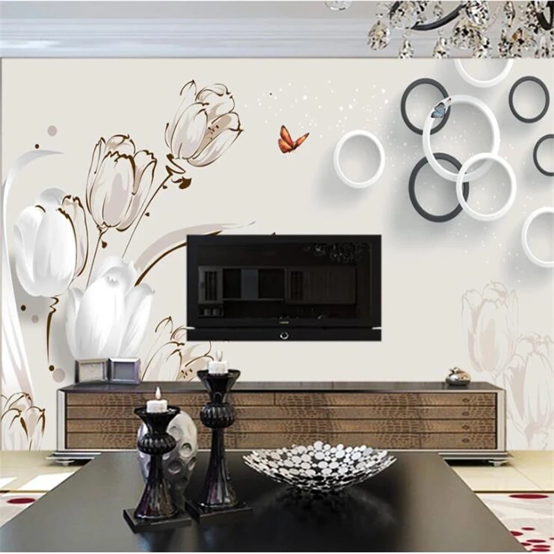 Beibehang Custom wallpaper 3D stereo photo mural tulip papel de parede 3D TV background wall living room bedroom mural wallpaper