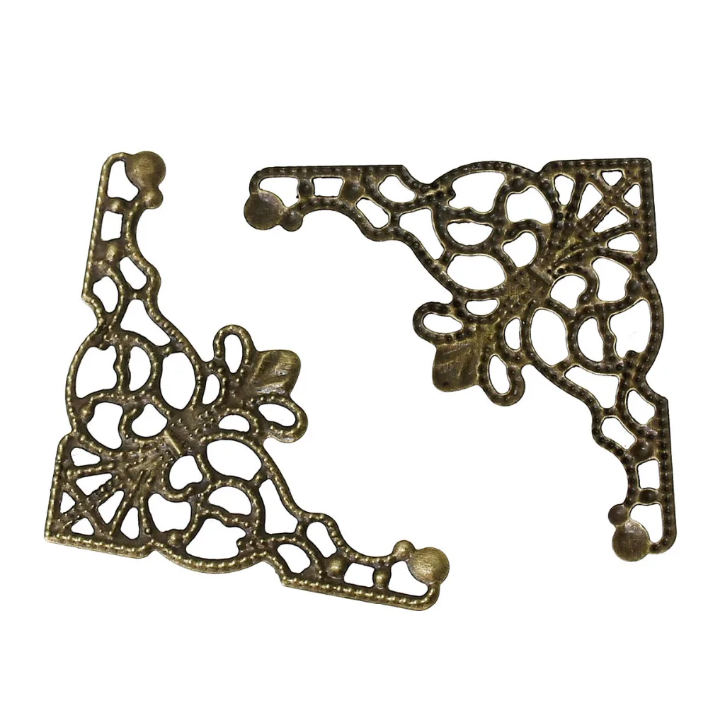 Doreen Box Lovely 50 Bronze Tone Filigree Triangle Wraps Connectors  (B13807)