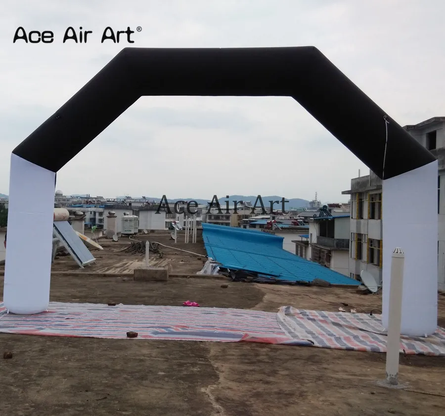 

6m W Single Black and White Color Inflatable Arch Start Finish Line Advertising Gate Customized with No Logo for Events