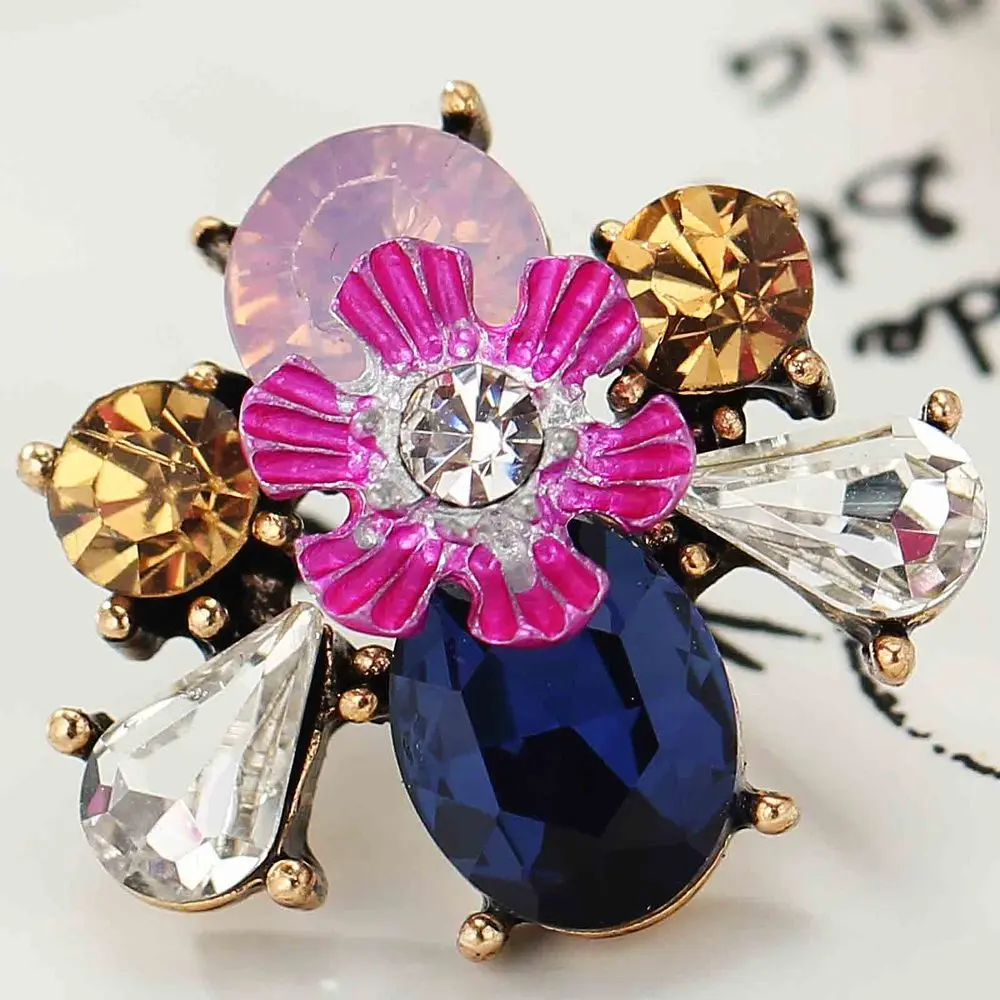 NEW Elegance Women fashion Earrings Glass Bee Flower sweet metal with gems stud crystal Dangle earrings for women girls