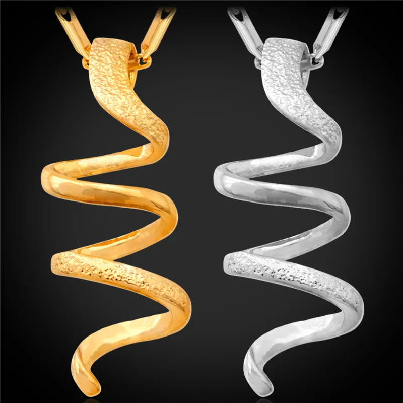 

Kpop Special Spiral Pendants For Women Long Pattern Trendy Jewelry yellow Gold/Silver Color Fashion Jewelry Cute Necklace P191