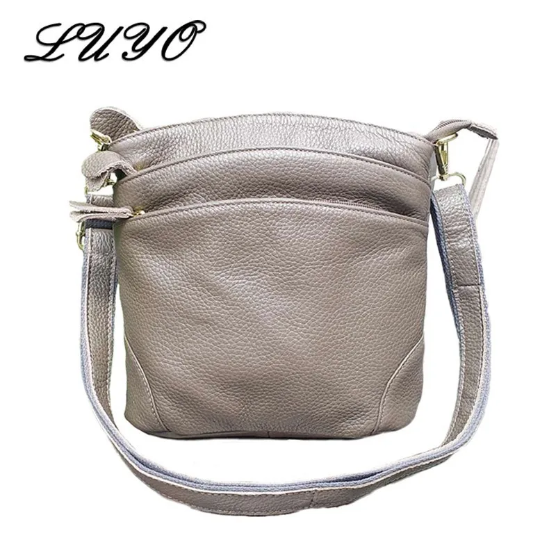 LUYO Natural High Quality Genuine Cow Leather Shoulder Bags Flap For Women Mummy Casual Messenger Bag Handbag Female Crossbody