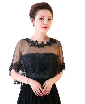 Lace Women Cape High Low Sheer Summer Beach Tulle Wedding Wrap Bridal Bridesmaids Cover Up Shawl Multi Color Black Blue Wine red