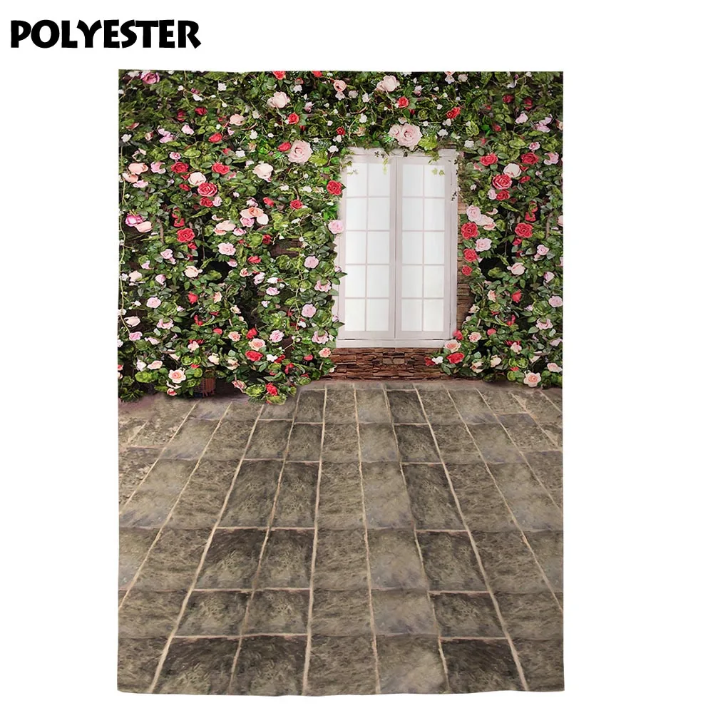 Funnytree-خلفية تصوير ، نافذة بيضاء ، زهور حمراء وردية ، أوراق حائط حجرية ، صور زفاف ، فوتوفون لاستوديو الصور