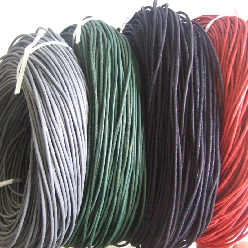 10 yard Wholesale Red Green Black Gray 2mm Roughened Surface Real Leather Cord Fit Necklace Bracelet cords handmade