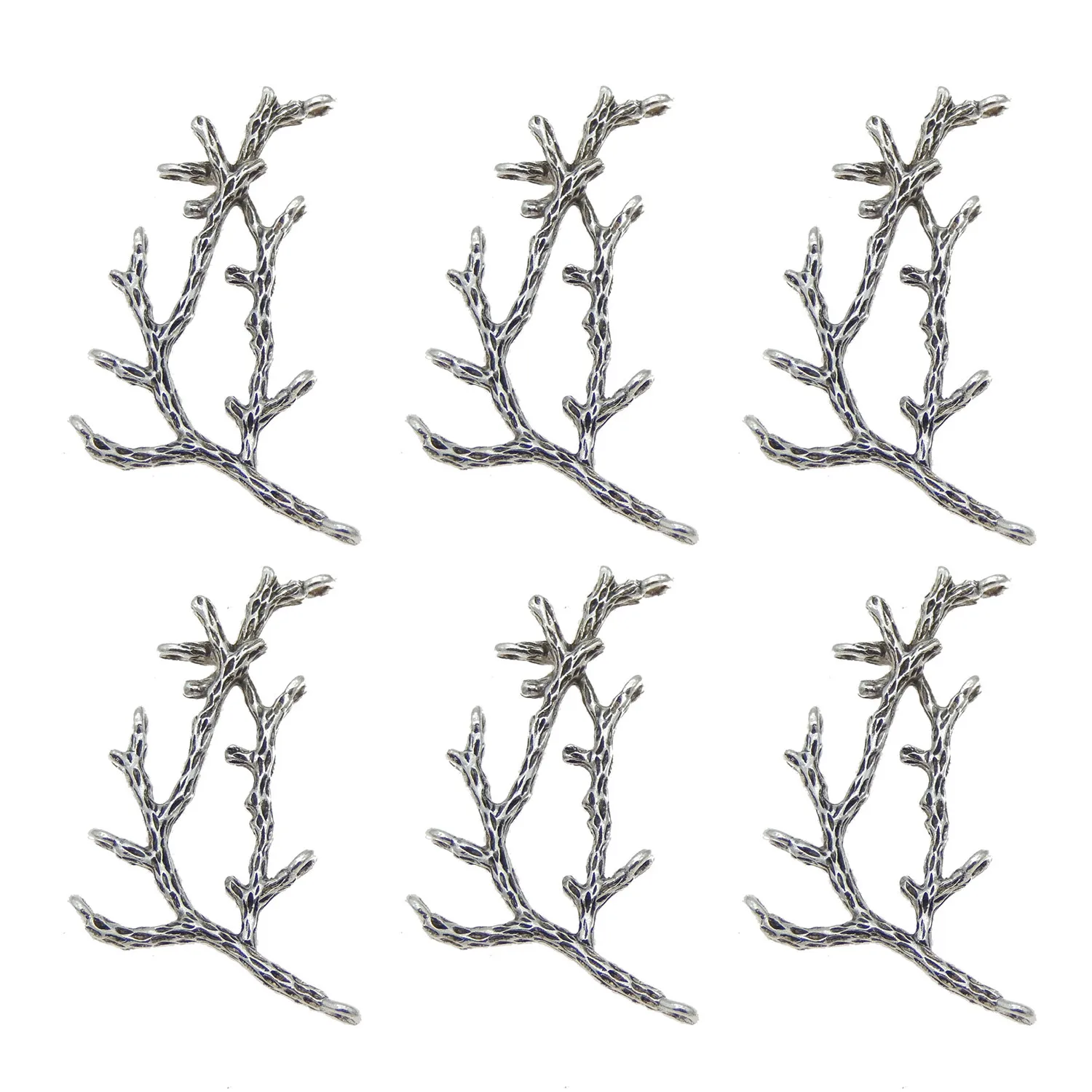 15pcs/lot Alloy Vintage Silver Color Necklace Pendant Bracelet Branches Handmade Craft Jewelry Making Finding  52*35mm  35352