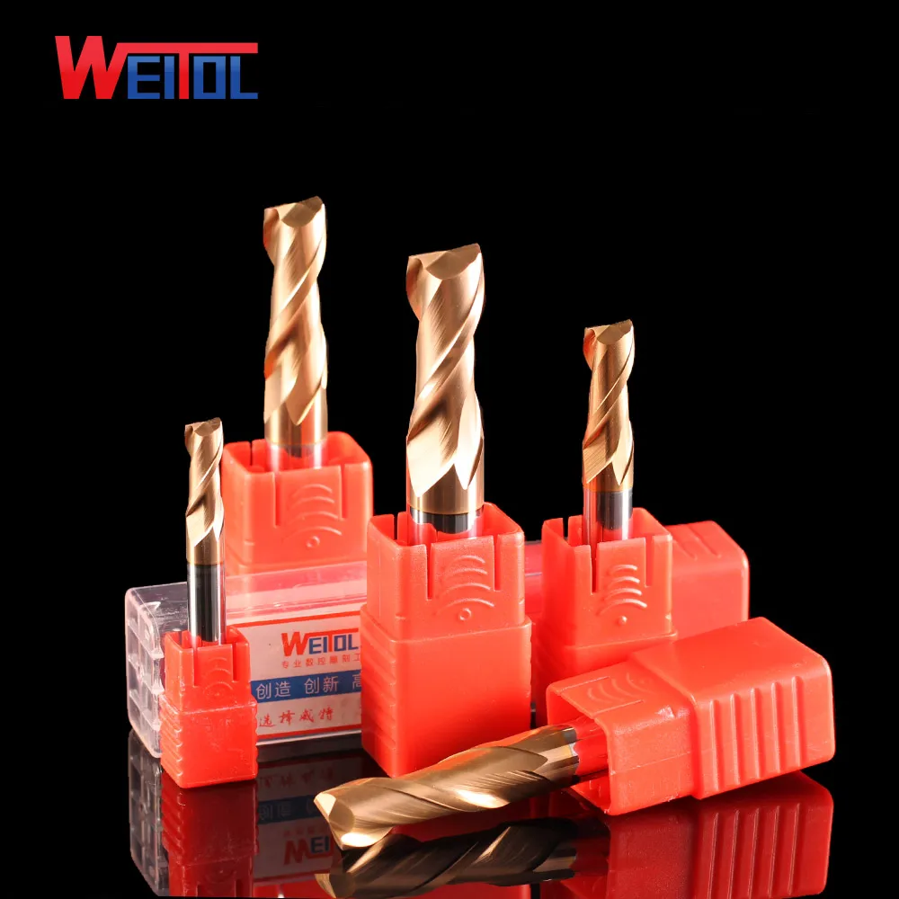 Weitol 1PCS 2 Flutes End Mill Solid Carbide HRC60 Router Bit CNC Engraving Tools