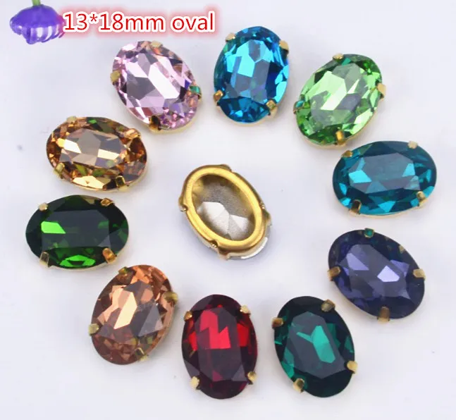 Factory newest! 30pcs/lot 13x18mm oval highest K9 stones sew on beads crystal fancy for jewelry making