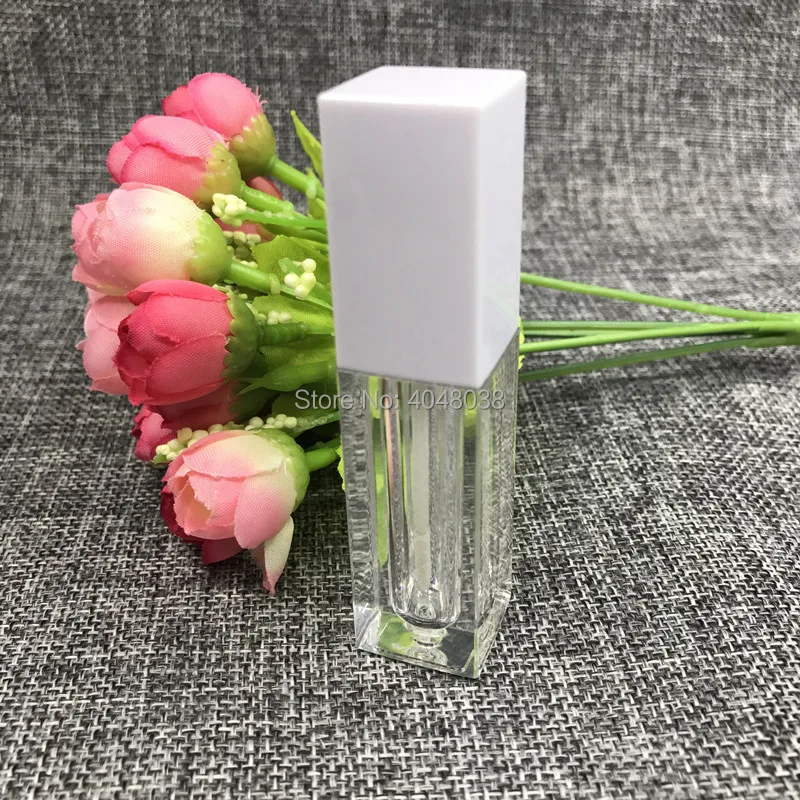 Lipgloss Tubes 5ML Empty Square Lip Gloss Packaging Container Refillable Bottles Lipstick Liquid Oil Tube Black Cap White Lid