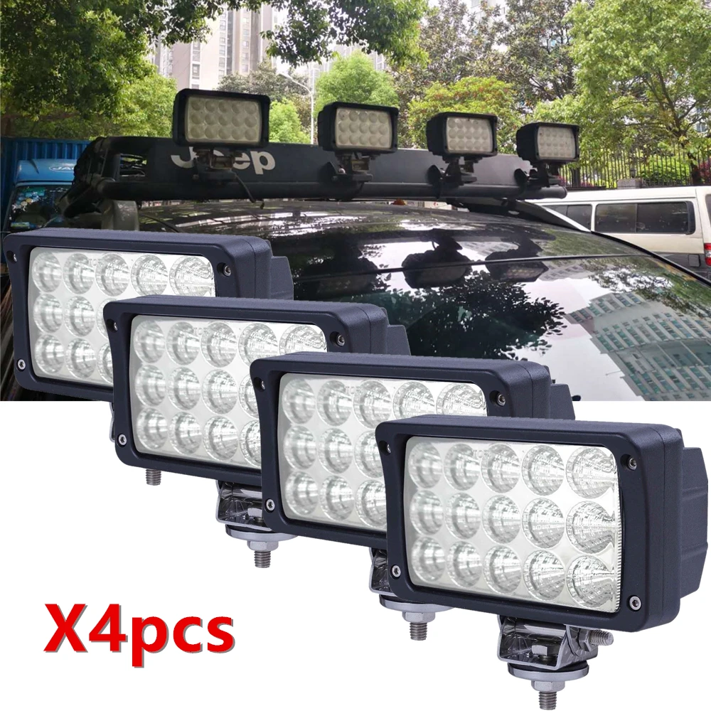 4pcs 6 Inch Offroad Led Work Lamp 45W Spot Flood Beam LED Working Driving Lights Bar 12V 24V For Jeep SUV ATV 4x4 Truck Tractor