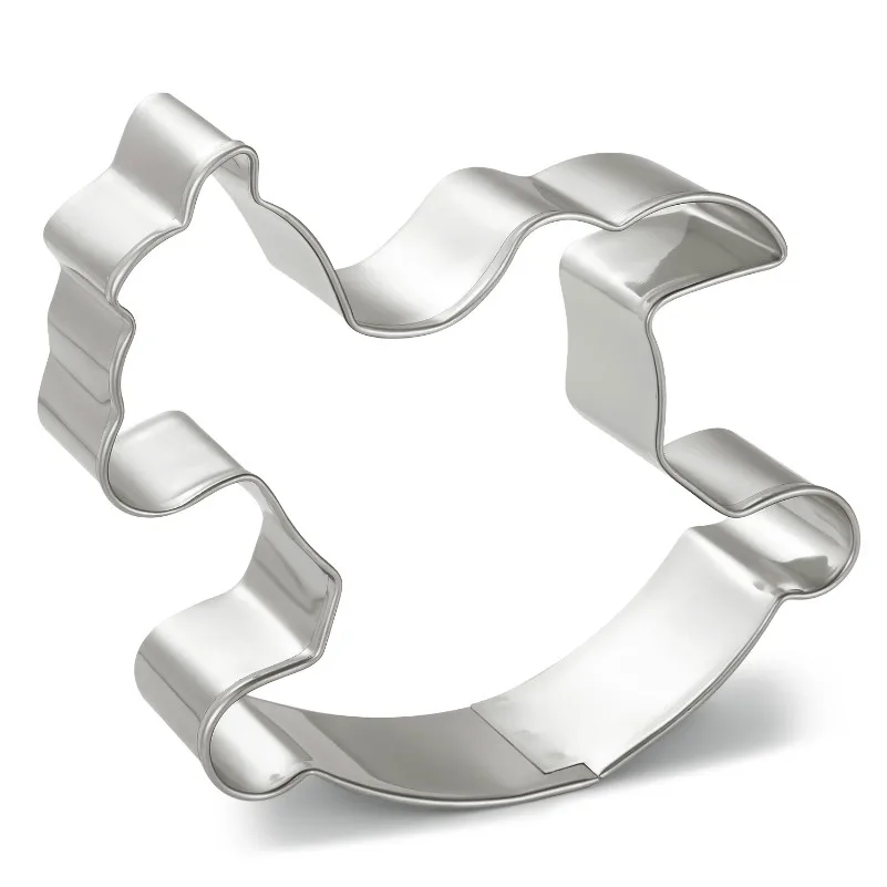 KENIAO Rocking Horse Cookie Cutter for Kids - 7 x 7.5 CM - Baby Shower Biscuit Fondant Pastry Bread Mold - Stainless Steel