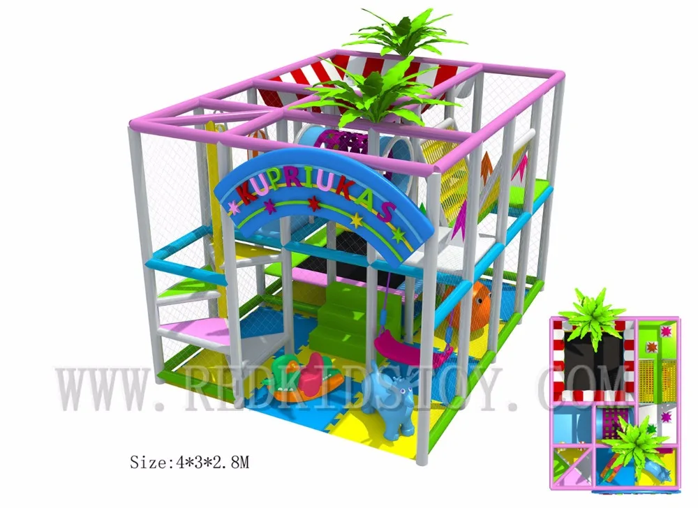 EU Standard Small Indoor Soft Playground Eco-friendly 4X3X2.8M With Trampoline HZ-161210