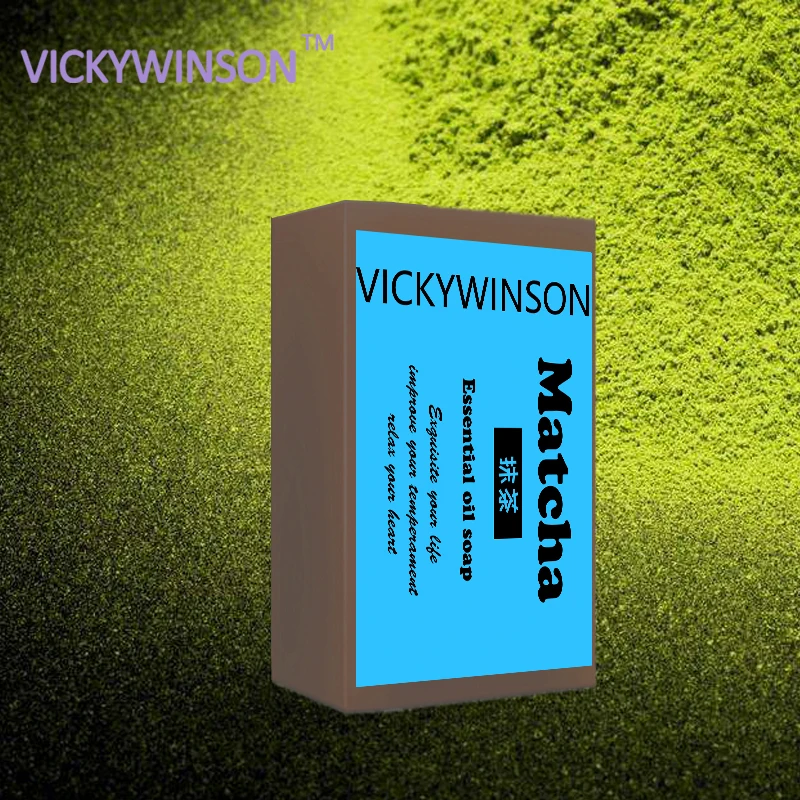 VICKYWINSON Matcha Handmade Soap Oil Control Hand Made Soap Acne Treatment Facial Cleanser Whitening Moisturizing 50