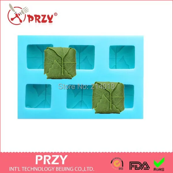 6hole Leaves Shaped Mold Silicone Fondant Cake Decoration Mold Handmade Soap Mold DIY Sell Hot 3D Moulds PRZY 001