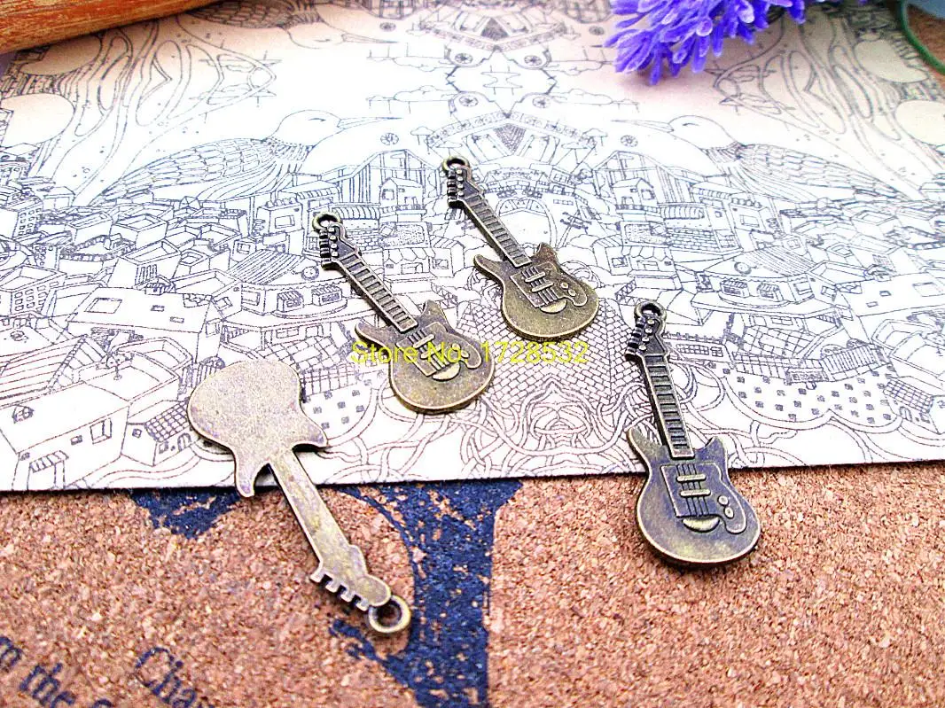 

20pcs --36*11mm antique bronze mini lovely music guitar charms pendants