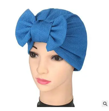 10 teile/los Frauen Solide Muslimischen Turban Indischen Cap Bowknot Elastischen Beanies Hut Motorhaube Headwrap indische saudi-arabien kappe