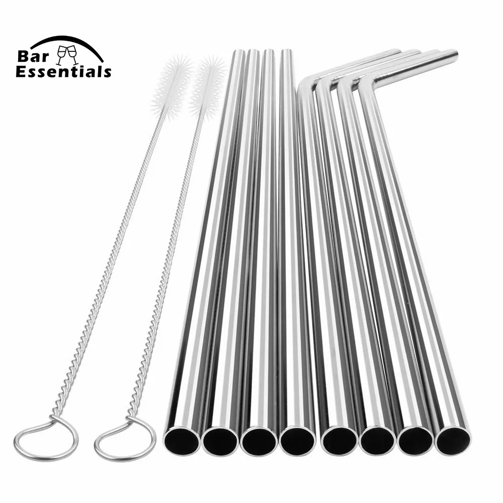 

8Pcs Reusable Drinking Straw High Quality Stainless Steel Metal Straw with Cleaner Brush For Mugs