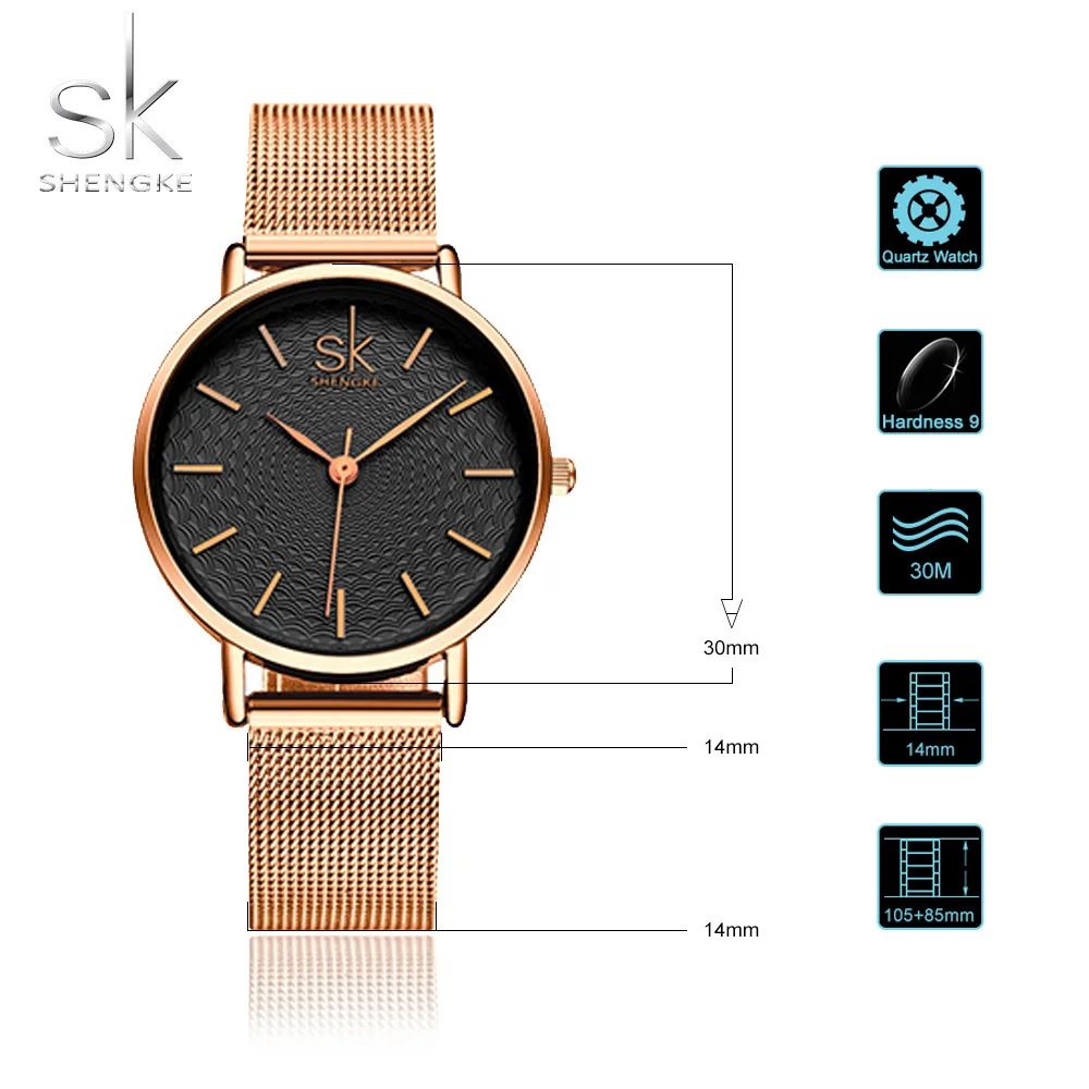 Shengke Brand Luxury Women Watches High Quality Gold Mesh Belt Dress Women Watch Wristwatch Female Clocks Reloj Mujer 2022SK