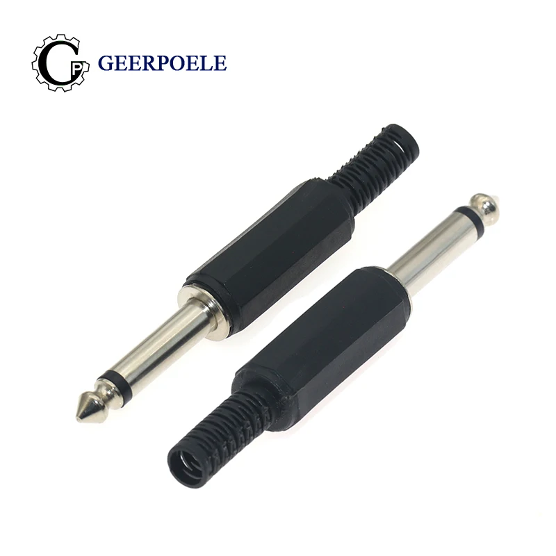 

6.35mm Two-core Mono Audio Connectors Electric Male Jack Plug Wire Terminals Adapter