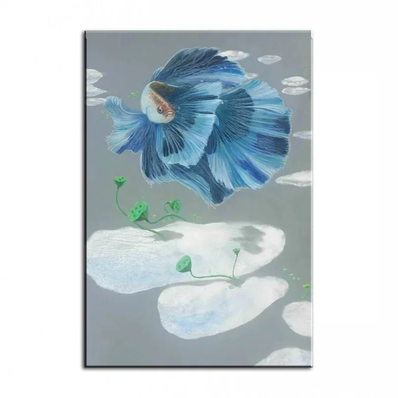 Original oil painting Dancing goldfish painter original paintings decoration painting Custom-made oil painting 16110718