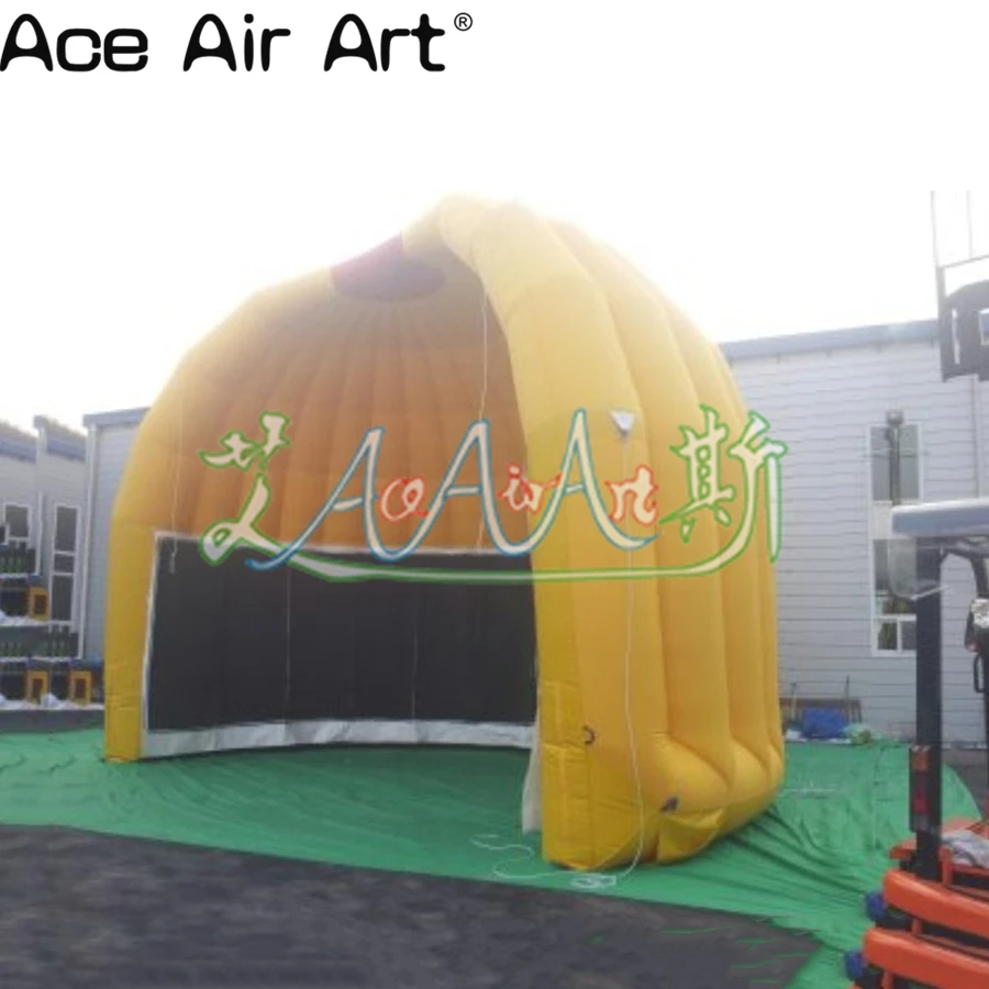 7m W x 5m H New Design Inflatable Half Igloo Tent for Event Marquee Yellow Shelter for Promotion