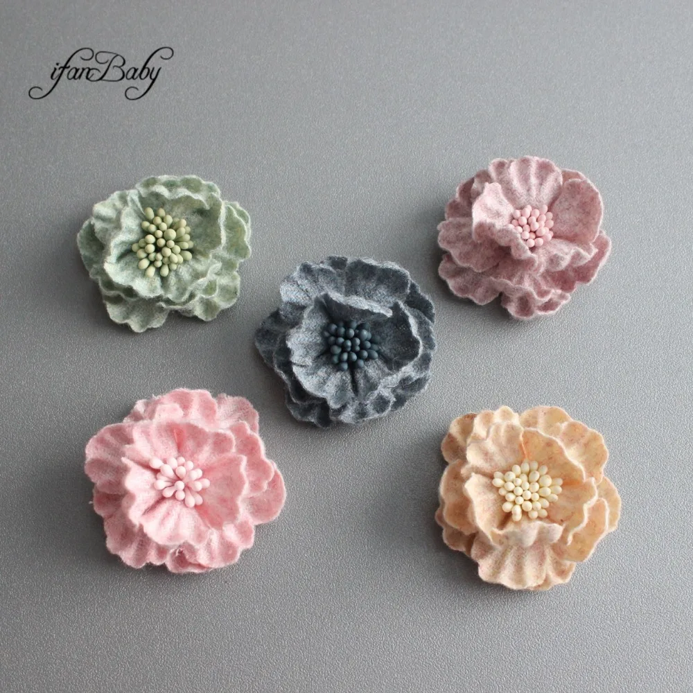 Girls kids hair flowers blossom Soft leather flower 30pcs