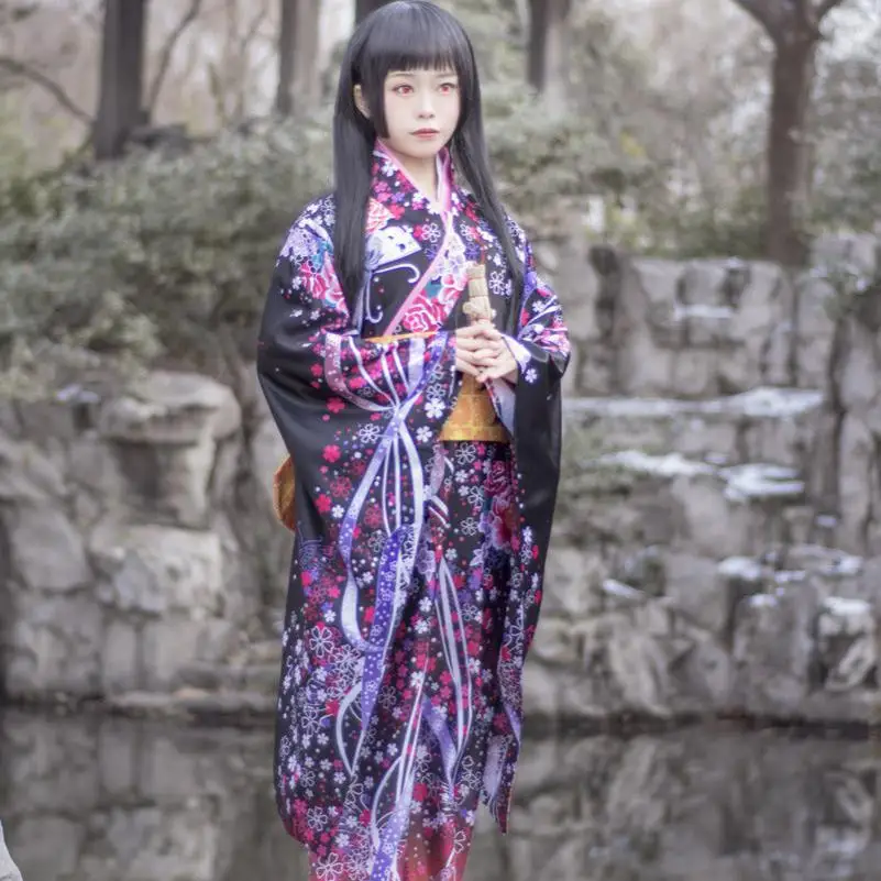Vintage Original Traditie Silk Yukata Jurk Met Obi Japanse Stijl Vrouwen Kimono Badjas Sexy Halloween Cosplay Kostuums S-3XL